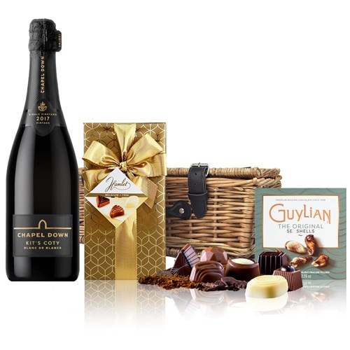 Chapel Down Kits Coty Blanc de Blancs 2017 Vintage English Sparkling 75cl And Chocolates Hamper